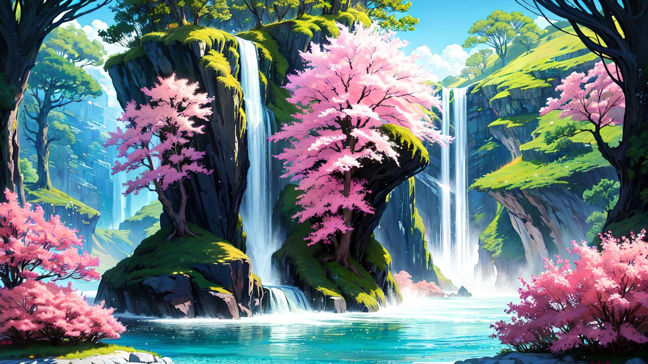 Beautiful landscape in anime painting style