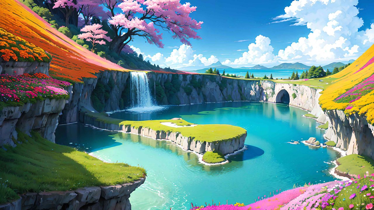 Beautiful landscape in anime painting style