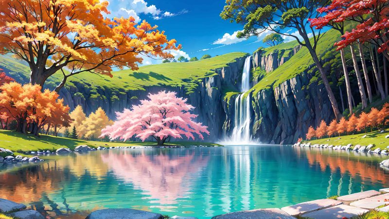 Beautiful landscape in anime painting style