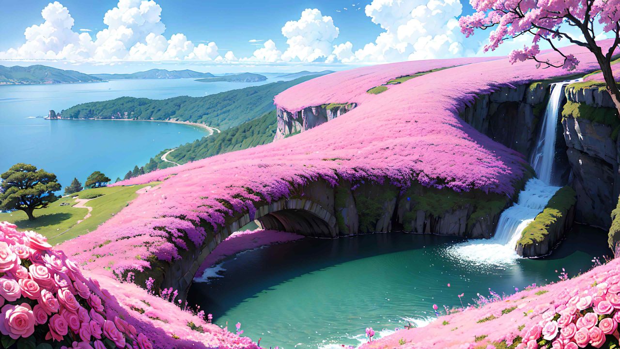 Beautiful landscape in anime painting style