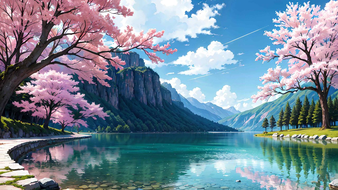 Beautiful landscape in anime painting style