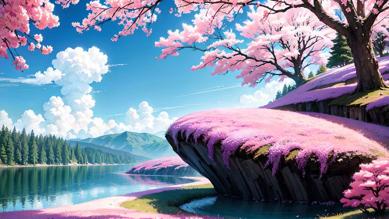 Beautiful landscape in anime painting style