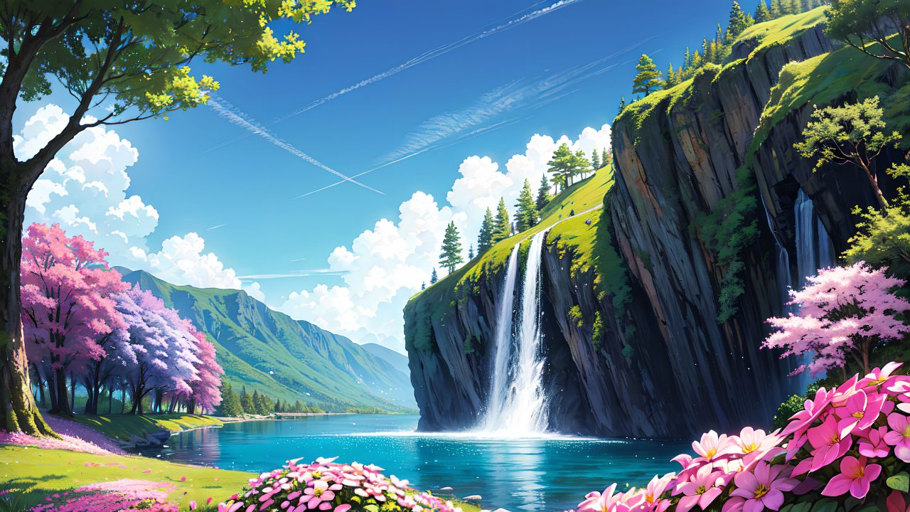 Beautiful landscape in anime painting style