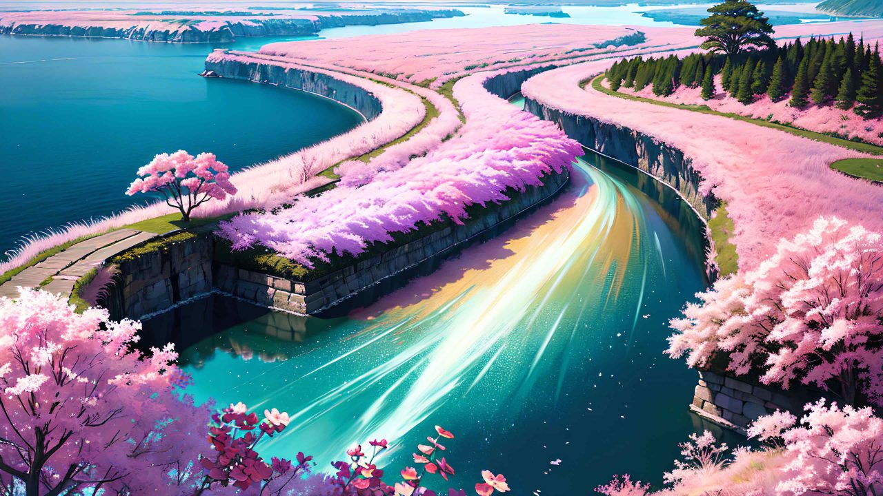 Beautiful landscape in anime painting style