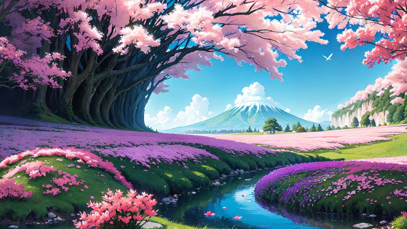 Beautiful landscape in anime painting style