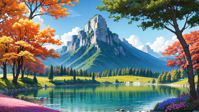 Beautiful landscape in anime painting style