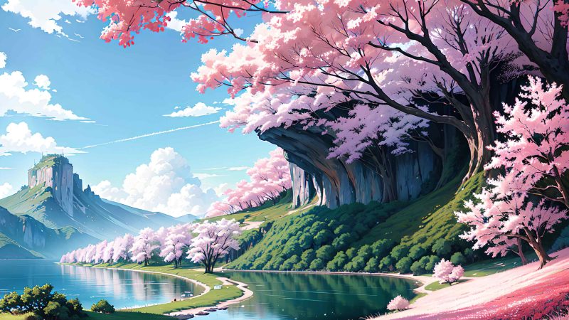 Beautiful landscape in anime painting style