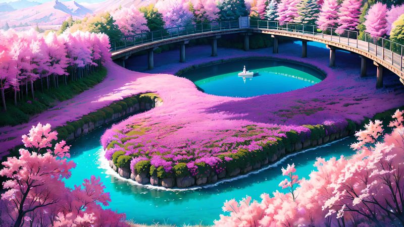 Beautiful landscape in anime painting style