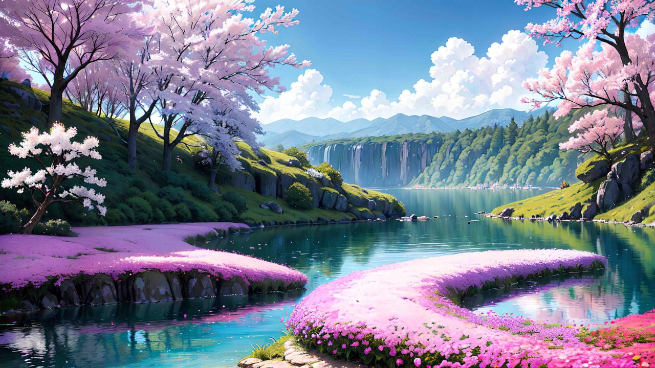 Beautiful landscape in anime painting style