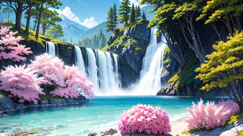 Beautiful landscape in anime painting style