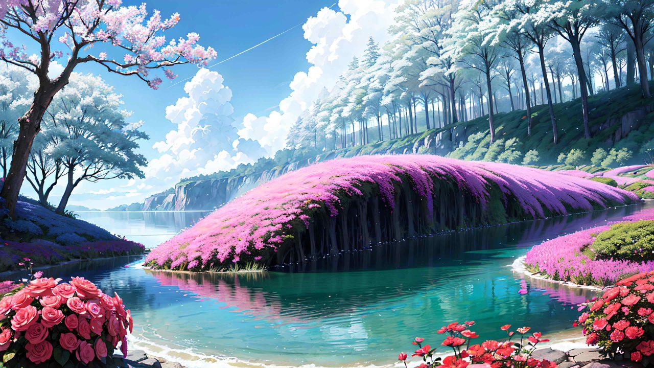 Beautiful landscape in anime painting style