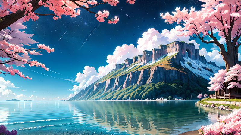 Beautiful landscape in anime painting style