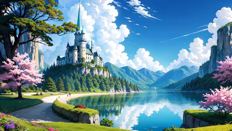 Beautiful landscape in anime painting style