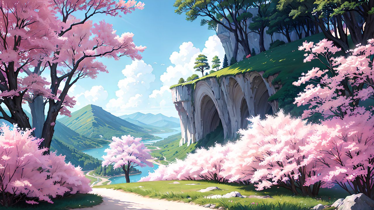 Beautiful landscape in anime painting style