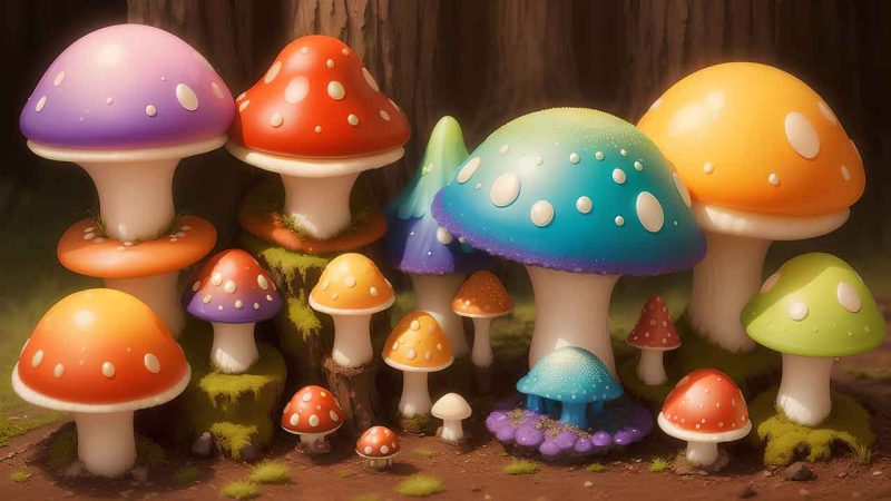 Fantasy mushroom in the forest for desktop wallpaper