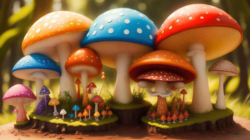 Fantasy mushroom in the forest for desktop wallpaper