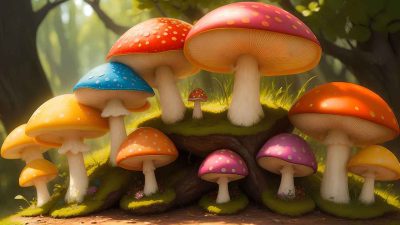 Fantasy mushroom in the forest for desktop wallpaper