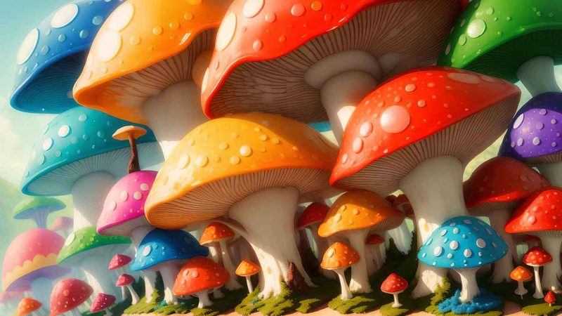 Fantasy mushroom in the forest for desktop wallpaper