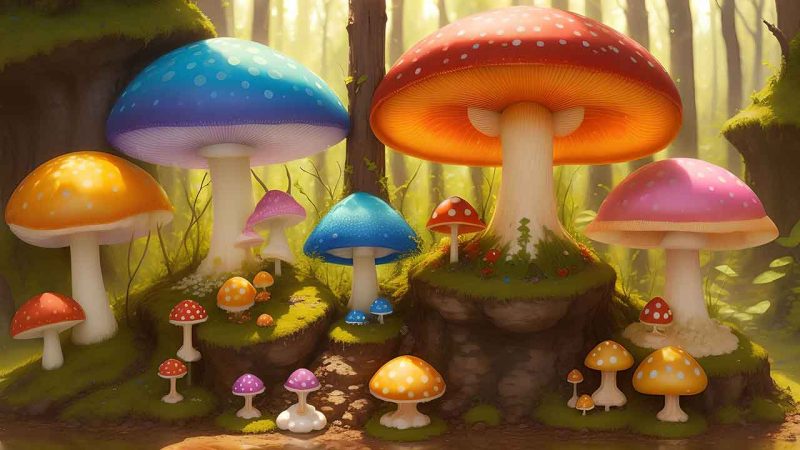 Fantasy mushroom in the forest for desktop wallpaper