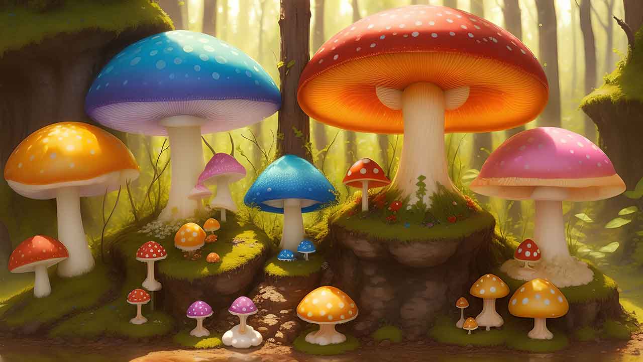 Fantasy mushroom in the forest for desktop wallpaper