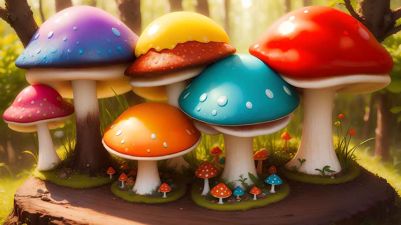 Fantasy mushroom in the forest for desktop wallpaper