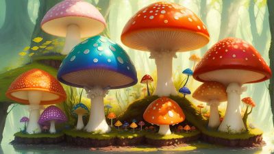 Fantasy mushroom in the forest for desktop wallpaper