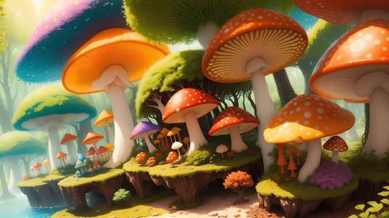 Fantasy mushroom in the forest for desktop wallpaper