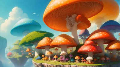 Fantasy mushroom in the forest for desktop wallpaper