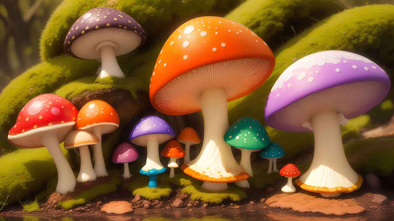 Fantasy mushroom in the forest for desktop wallpaper