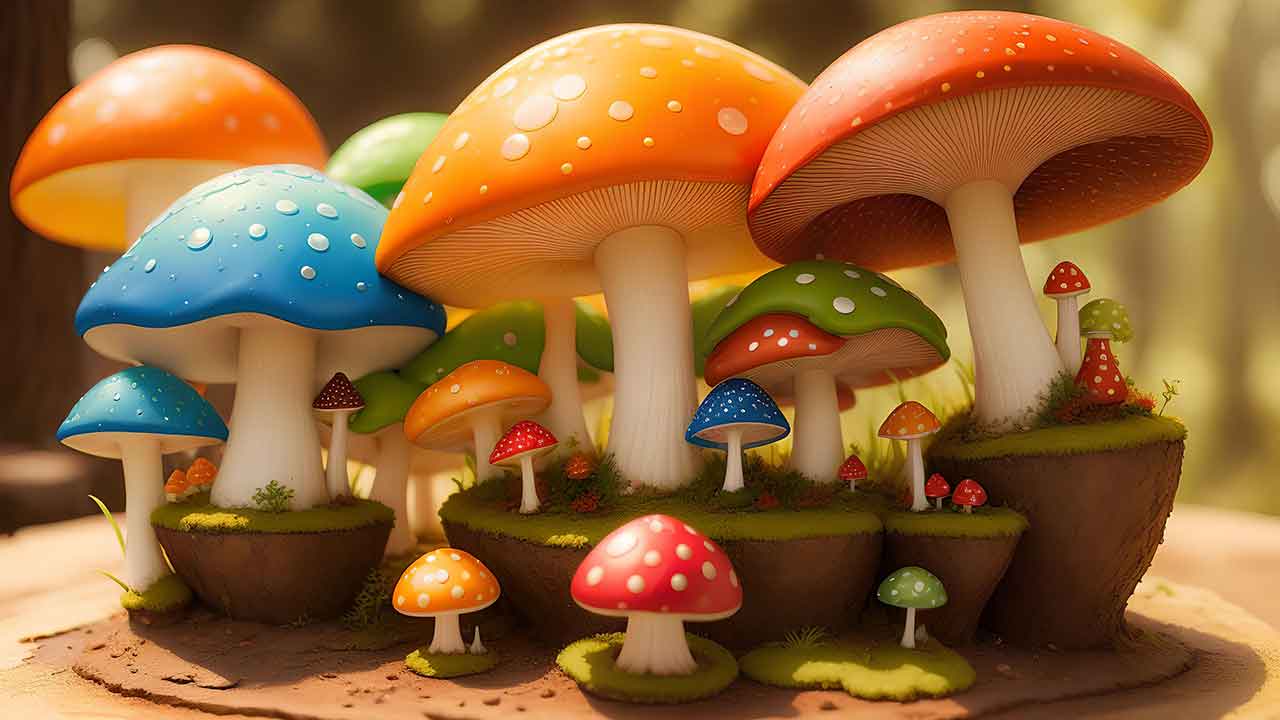 Fantasy mushroom in the forest for desktop wallpaper