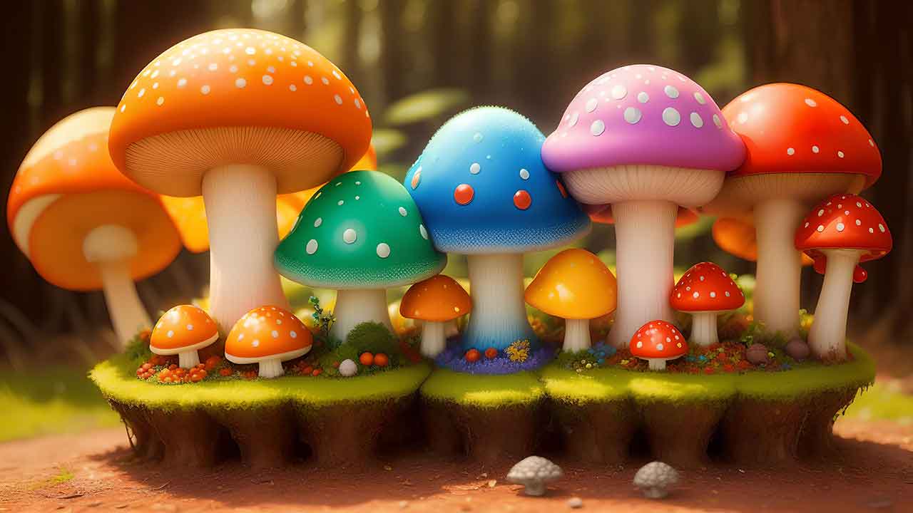 Fantasy mushroom in the forest for desktop wallpaper