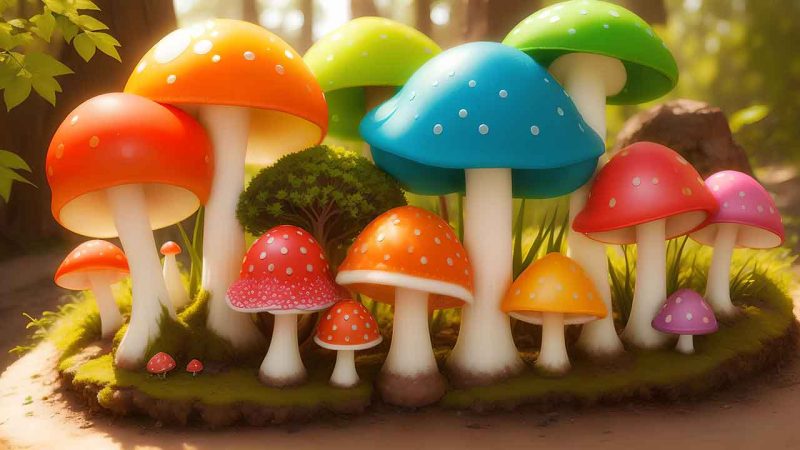 Fantasy mushroom in the forest for desktop wallpaper