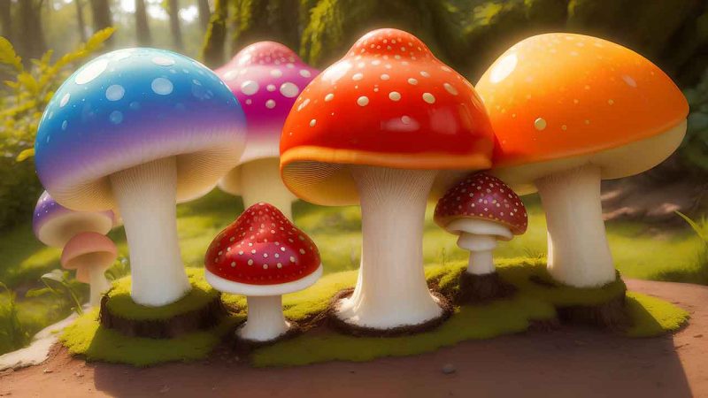 Fantasy mushroom in the forest for desktop wallpaper