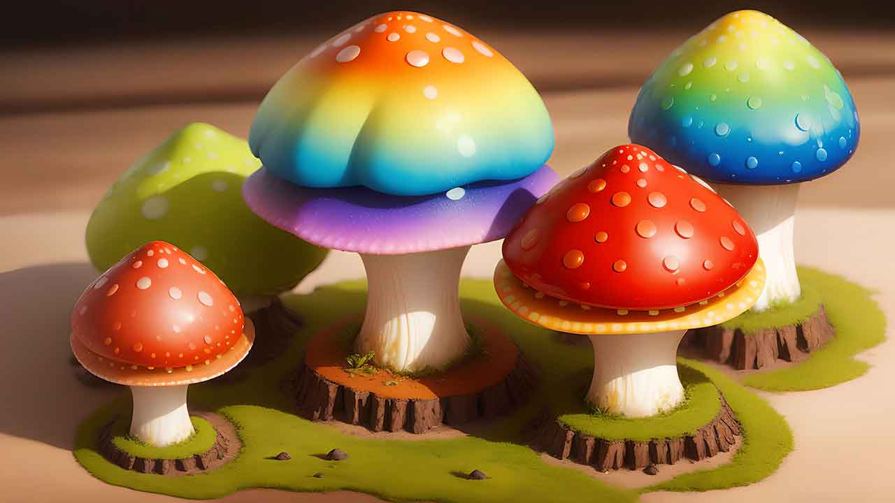 Fantasy mushroom in the forest for desktop wallpaper