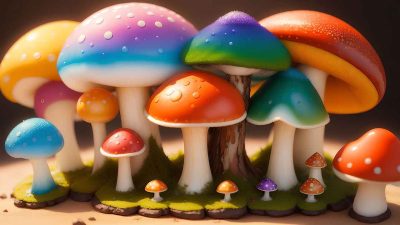 Fantasy mushroom in the forest for desktop wallpaper