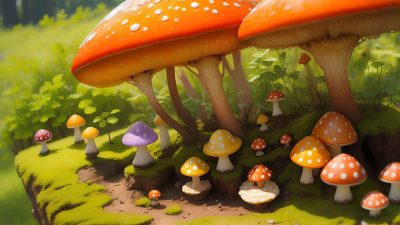 Fantasy mushroom in the forest for desktop wallpaper