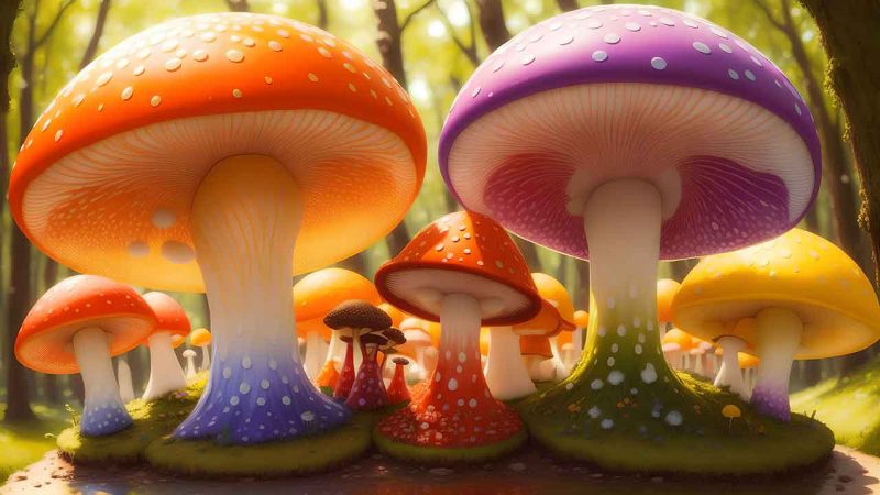 Fantasy mushroom in the forest for desktop wallpaper