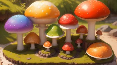 Fantasy mushroom in the forest for desktop wallpaper