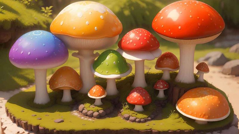 Fantasy mushroom in the forest for desktop wallpaper