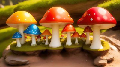 Fantasy mushroom in the forest for desktop wallpaper