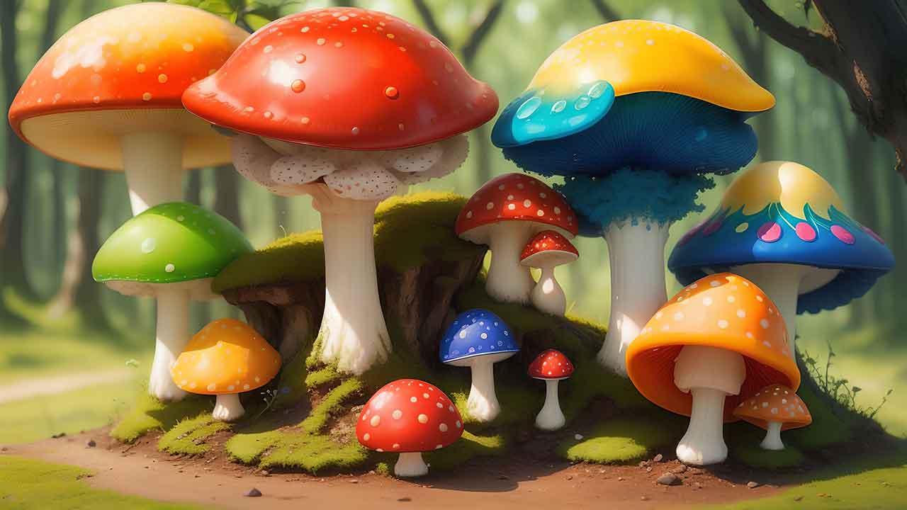 Fantasy mushroom in the forest for desktop wallpaper