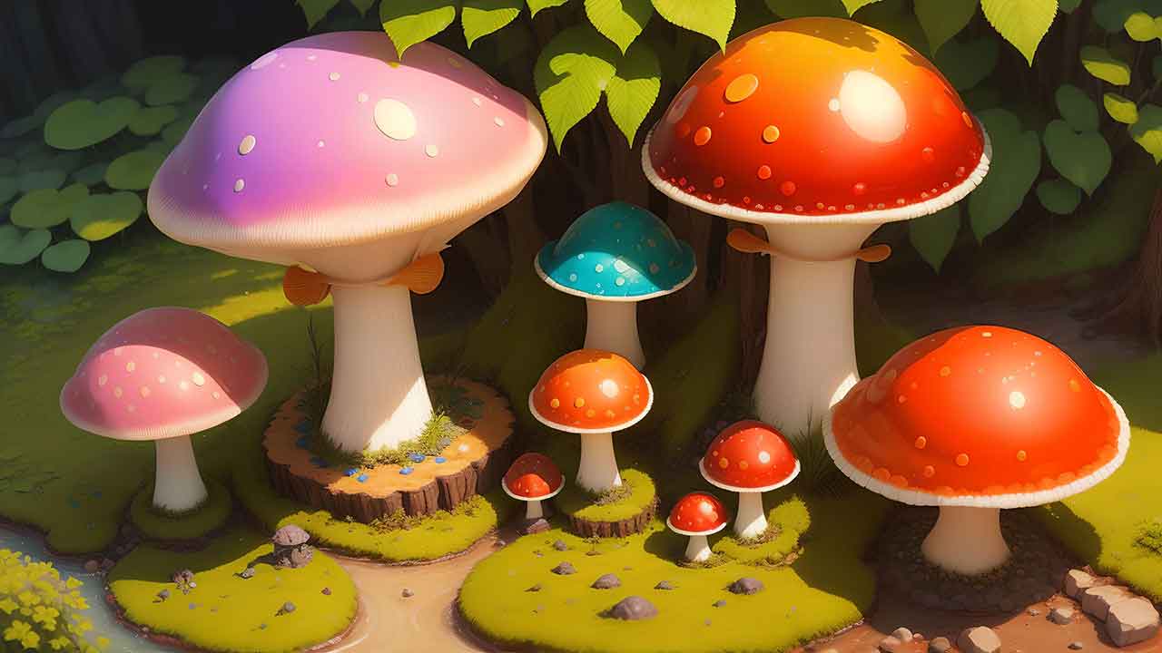 Fantasy mushroom in the forest for desktop wallpaper