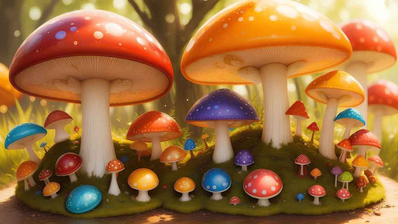 Fantasy mushroom in the forest for desktop wallpaper