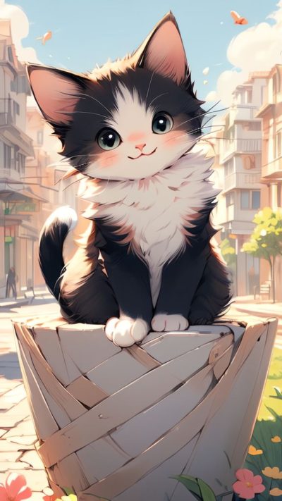 Cute Cartoon Cat for phone wallpaper