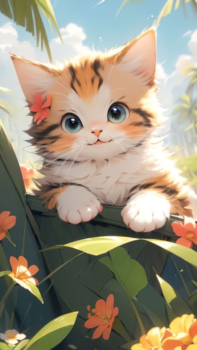 Cute Cartoon Cat for phone wallpaper