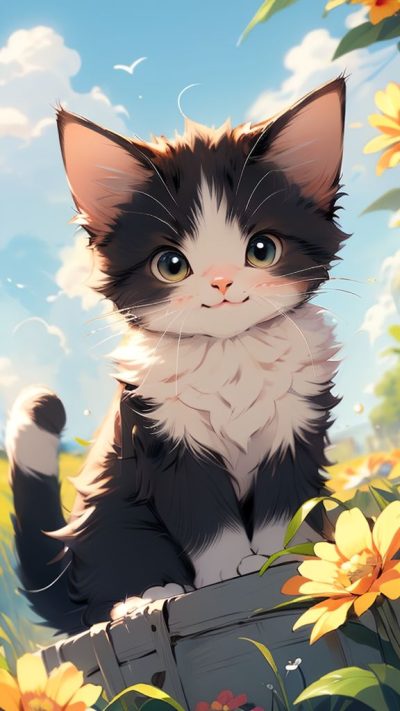 Cute Cartoon Cat for phone wallpaper