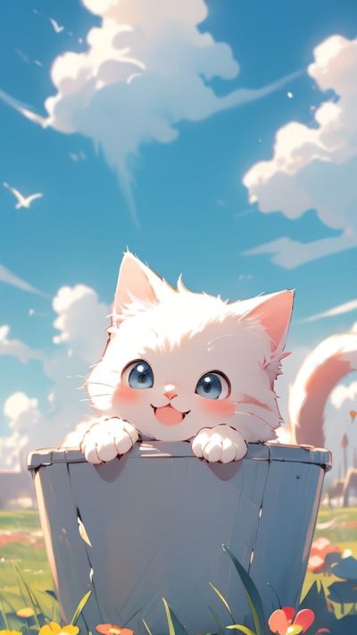 Cute Cartoon Cat for phone wallpaper