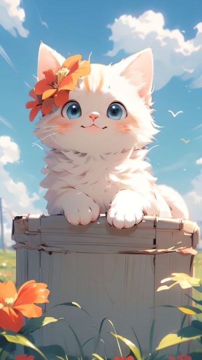 Cute Cartoon Cat for phone wallpaper