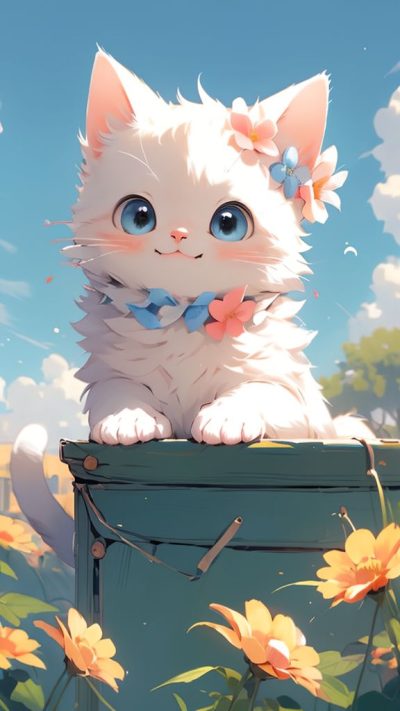 Cute Cartoon Cat for phone wallpaper