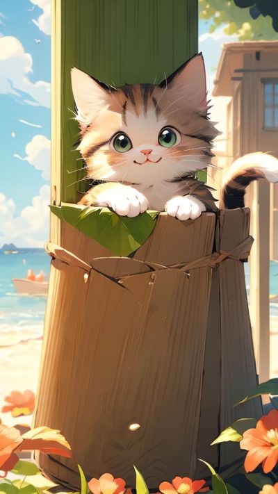 Cute Cartoon Cat for phone wallpaper